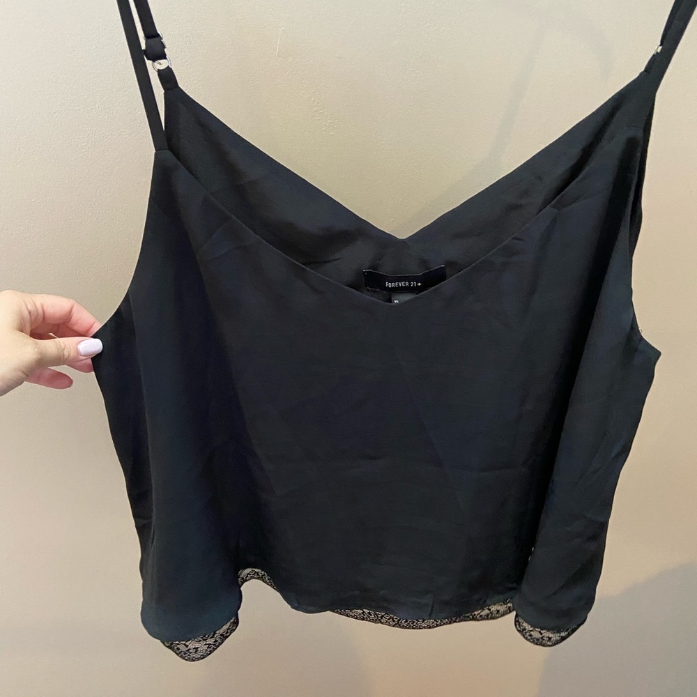 Lace Bottom Crop Tank Top